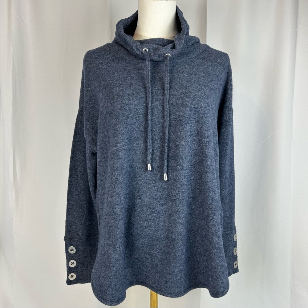 Ruby Rd. Soft Cowl Neck Sweater Blue Petite Medium